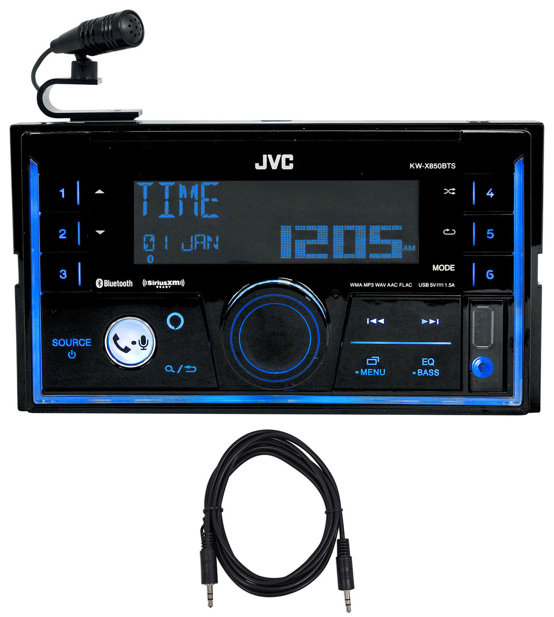 JVC KW-X850BTS 2-Din Car Stereo Receiver Bluetooth/USB/XM Ready/Alexa+AUX  Cable - Rockville Audio