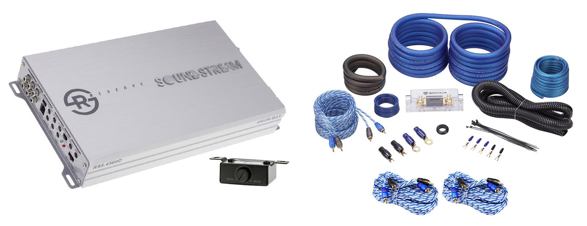 SOUNDSTREAM RS5.4500D 4500 Watt 5-Channel Car Stereo Amplifier+Amp Wire Kit