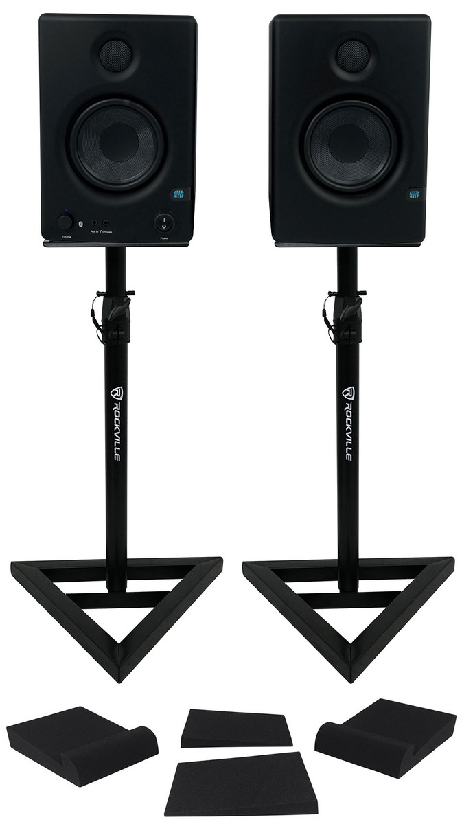 Pair Presonus Eris E4.5 BT 50w 2-Way 4.5 Studio Monitors  Speakers+Stands+Pads - Rockville Audio