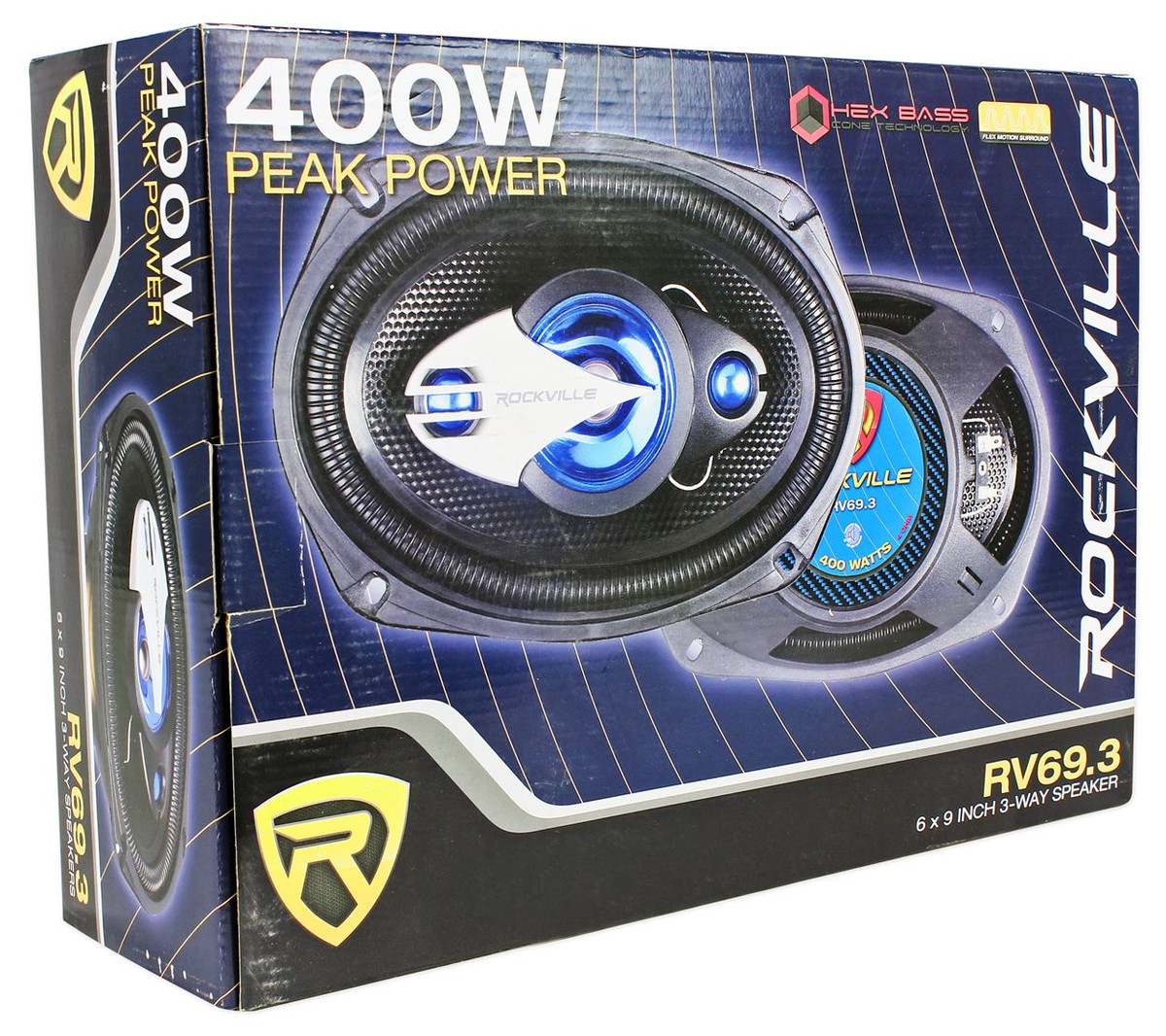 Pair Rockville RV69.3 6x9" 3Way Car Speakers 800 Watts/200 Watts RMS