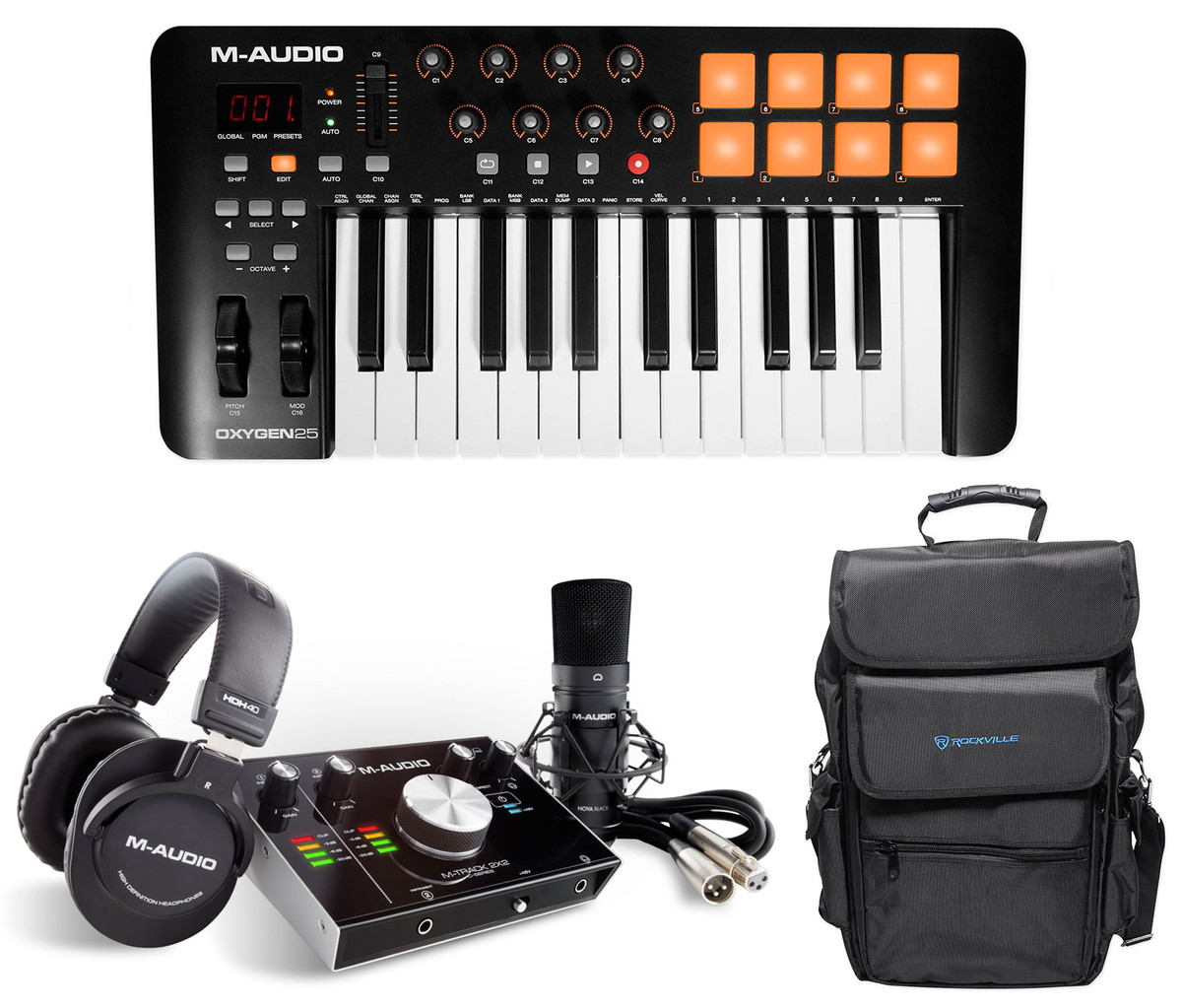 M-Audio M-TRACK 2x2 Vocal Studio Pro Headphones+Interface+Mic+Controller+Bag