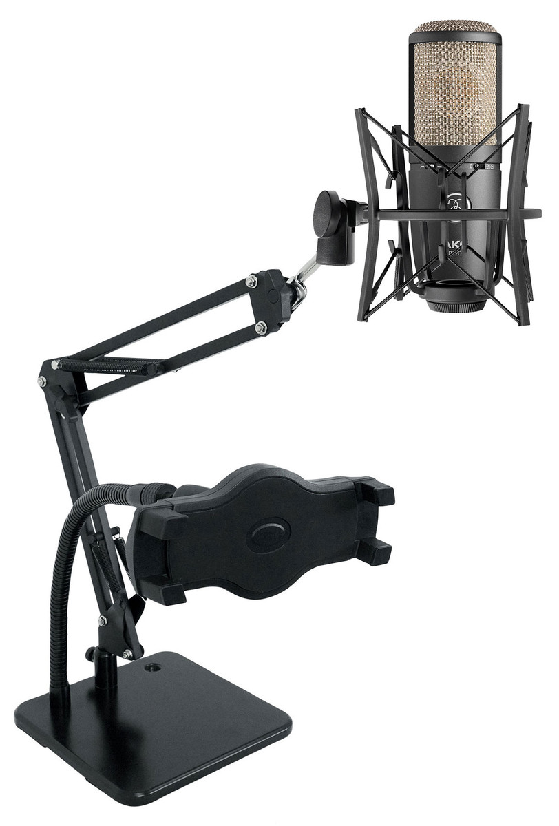 AKG P220 Studio Condenser Microphone Recording Mic+Shockmount+Dual Desktop  Stand