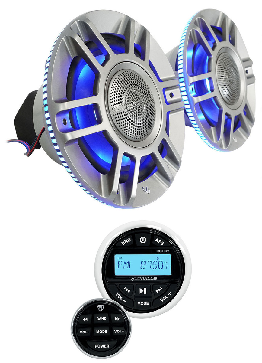 Infinity KAPPA 8135M 8" 500w Marine Speakers w/LED's+Bluetooth Gauge Receiver - Rockville Audio