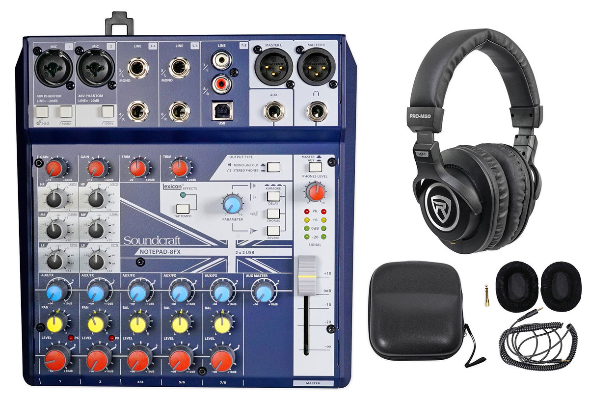 Soundcraft Notepad-8FX 8-Channel USB Mixer Podcasting Interface +