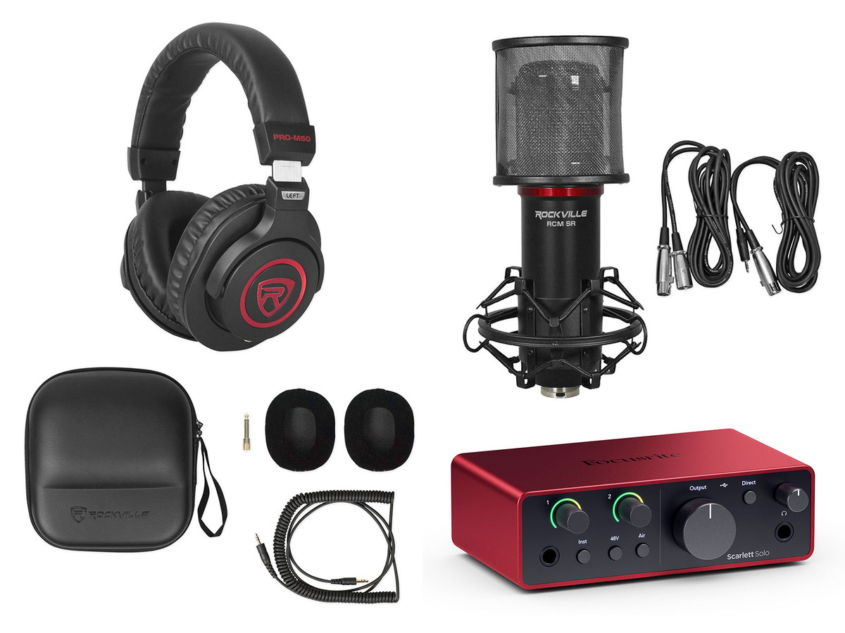 Focusrite Scarlett Solo 4th Gen Studio Recording USB Audio Interface + XLR  Cable - Rockville Audio