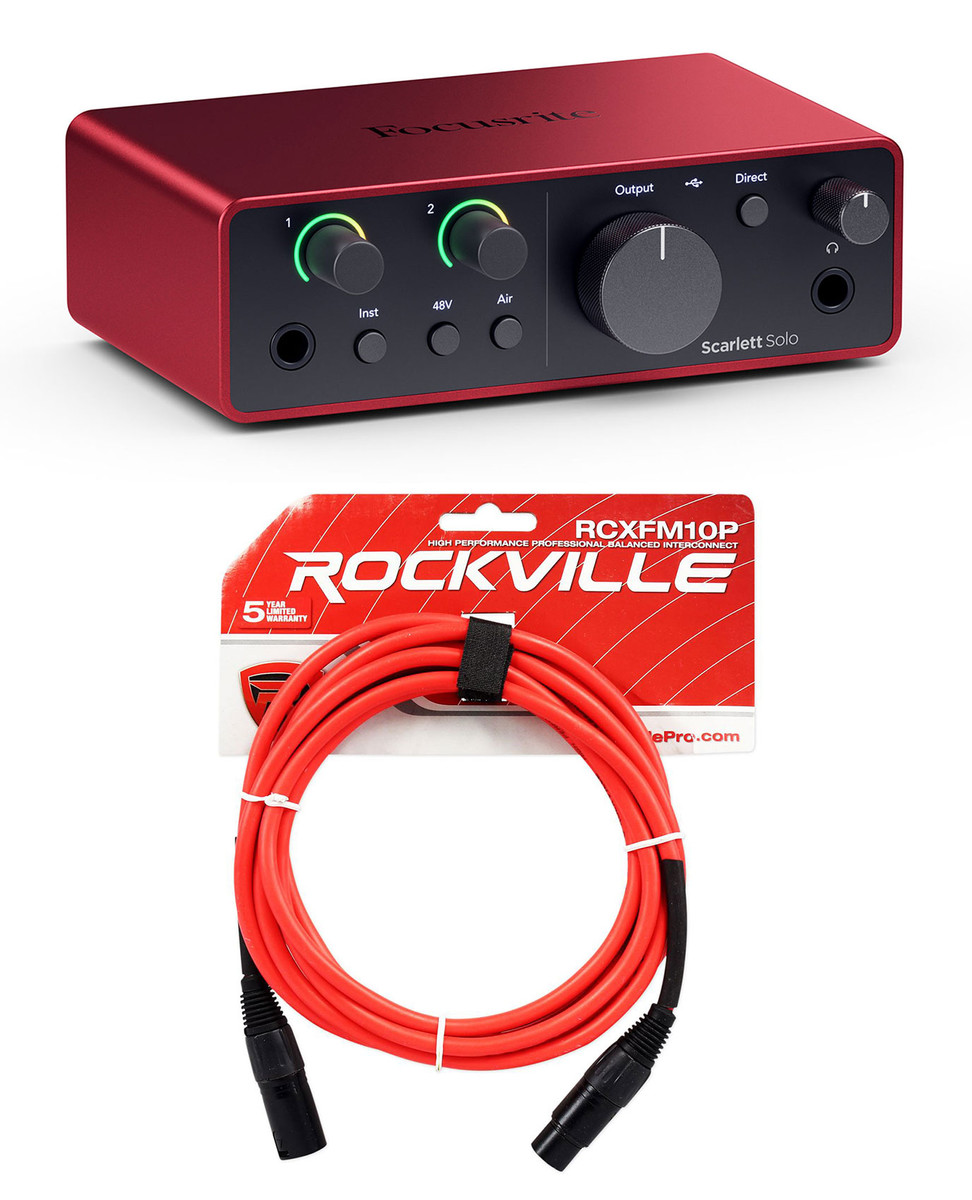 Focusrite Scarlett Solo 4th Gen Studio Recording USB Audio Interface + XLR  Cable