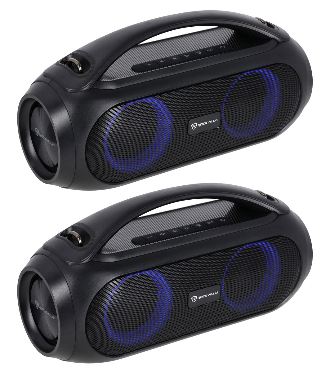 (2) Rockville GO PARTY MAX BASS Portable LED Bluetooth