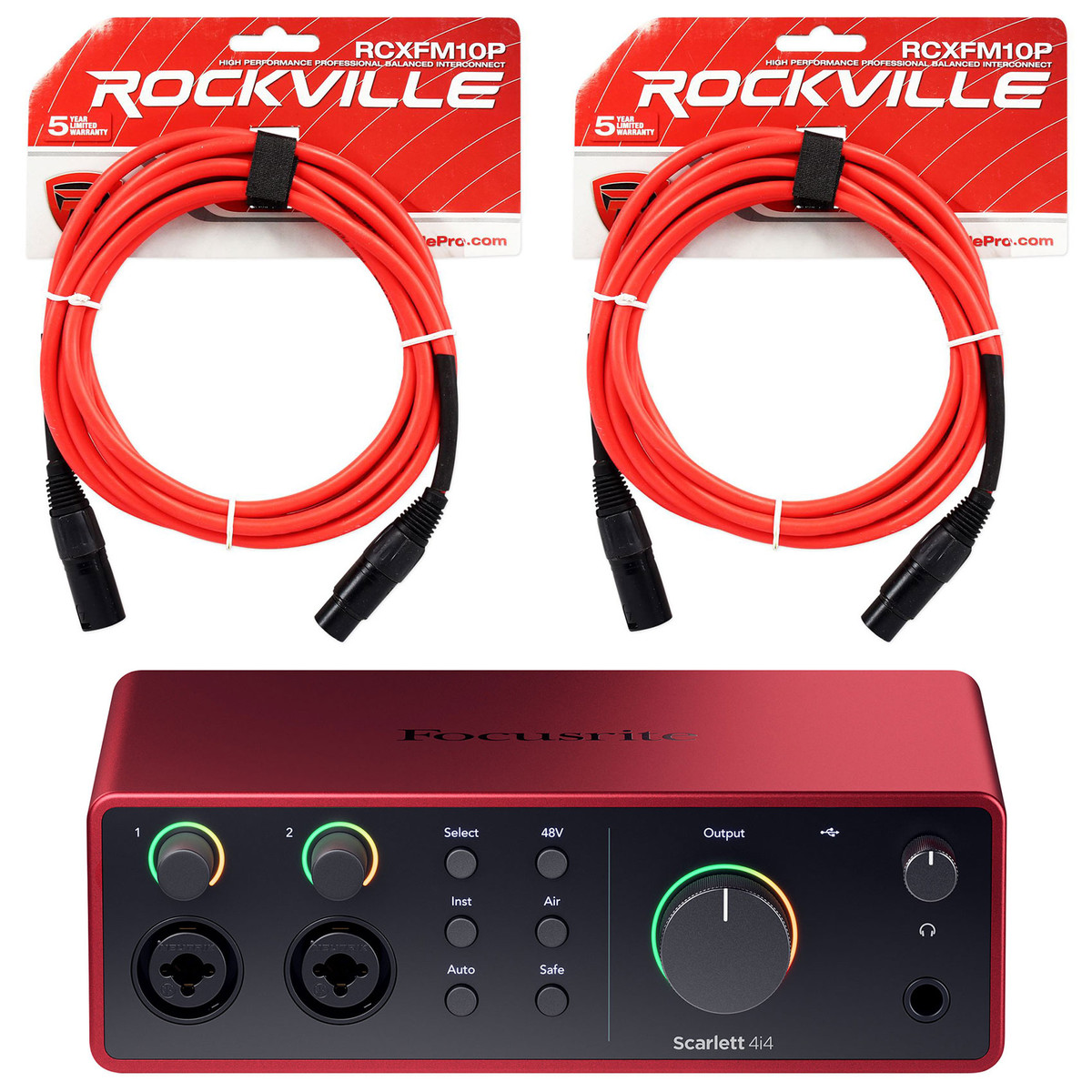 Focusrite Scarlett 2i2 Audio Interface with Cables