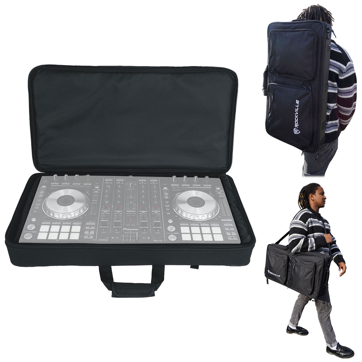 Rockville DC27 Padded DJ Controller/Mobile Producer Bag Backpack