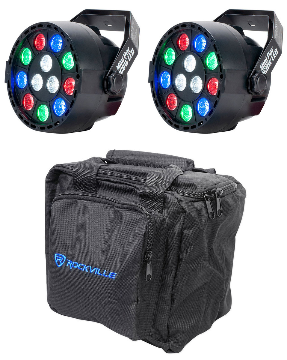 2) Eliminator Mini Par RGBW LED DMX Par Wash Lights+Bag For