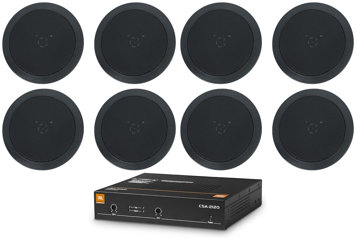 JBL CSA 2120 Commercial Amplifier Amp+8) Black Ceiling Speakers 4