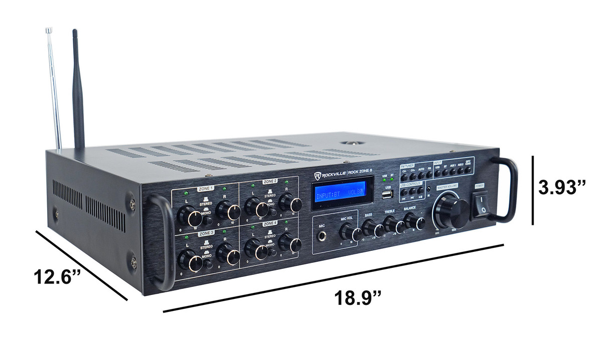 SUNBUCK Hifi Verstärker 2000W Mit Bluetooth 5.0 – Karaoke Anlage Mit 4 Mikrofon-Eingängen, USB, SD & FM Radio
