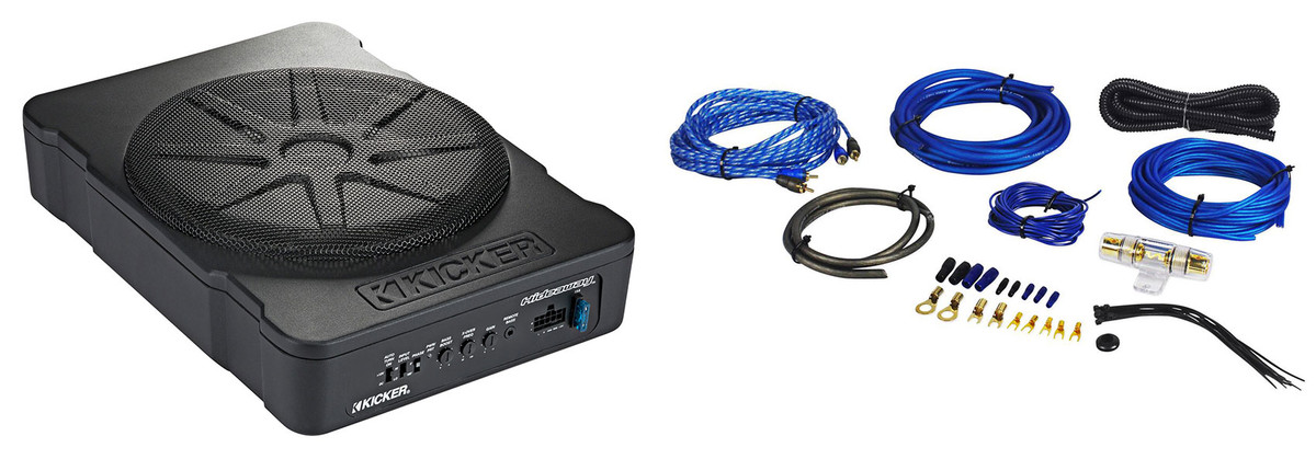 KICKER HS10 パワードサブウーファー 10インチ＋KISL セット KICKER 51HS10 + KISL パワード サブウーハー(定格180W RMSアンプ内蔵