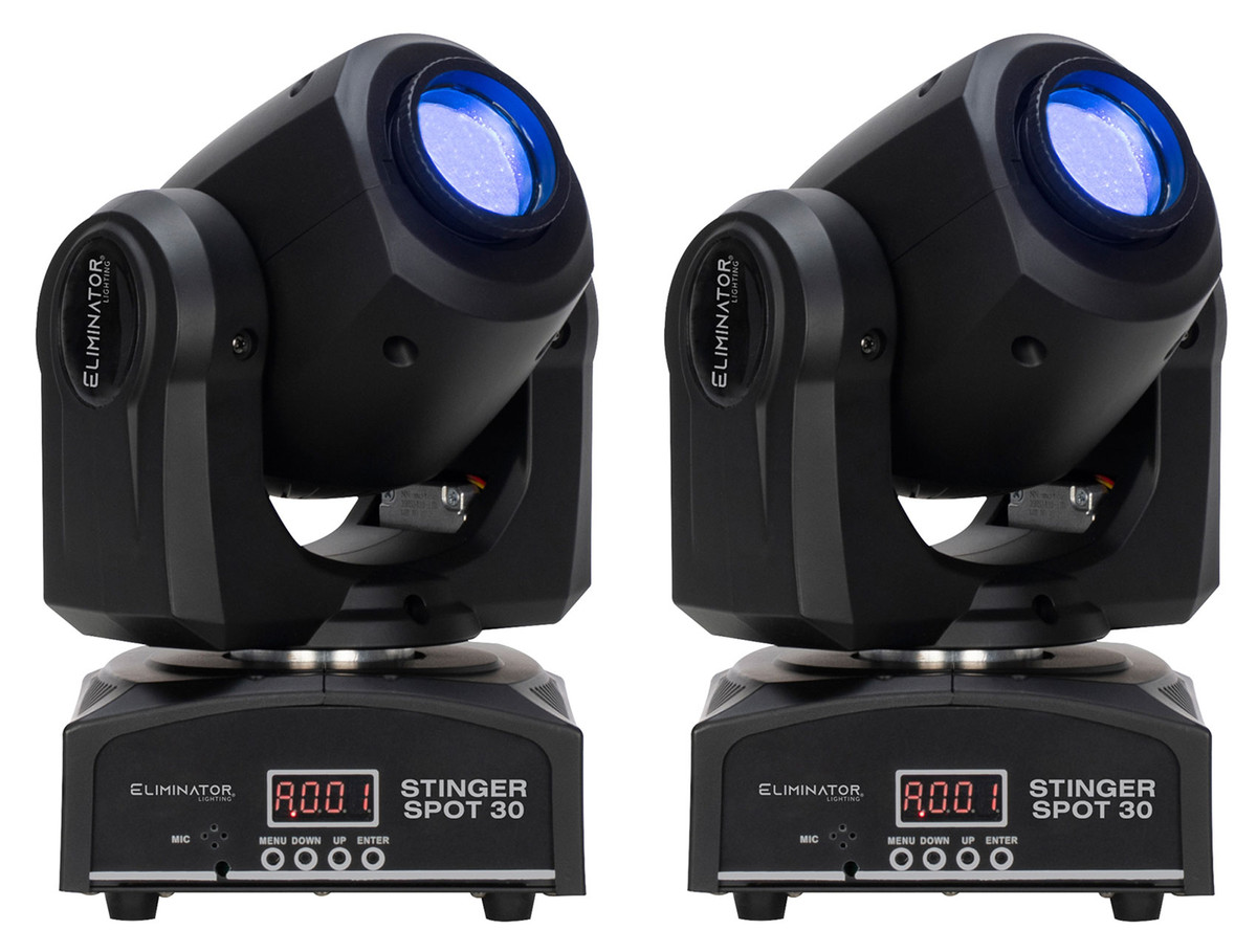 2) Eliminator Stinger Spot 30 White LED DMX 30 Watt Moving