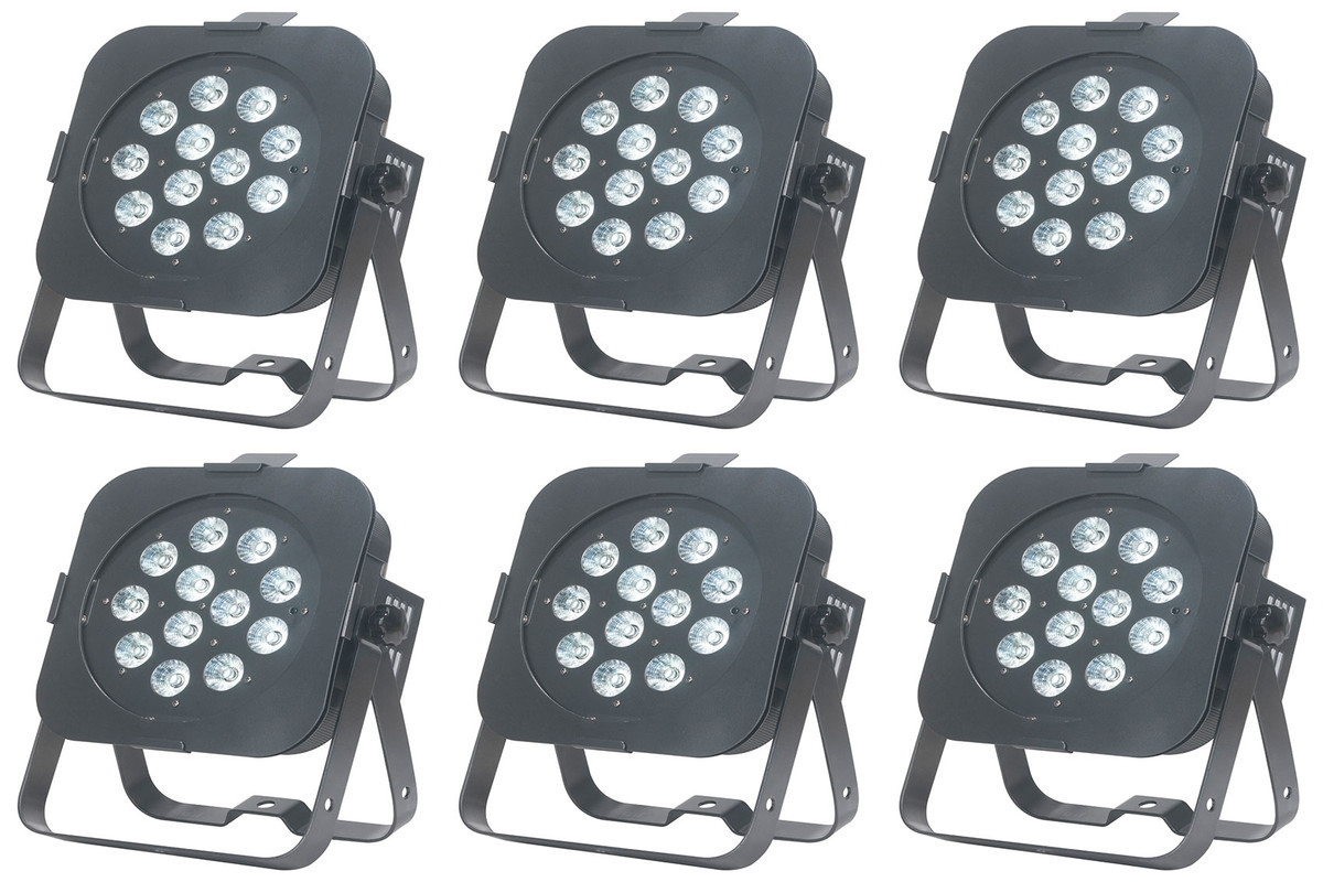 6) American DJ FLAT PAR TW12 60W RF Dynamic Tri-White LED