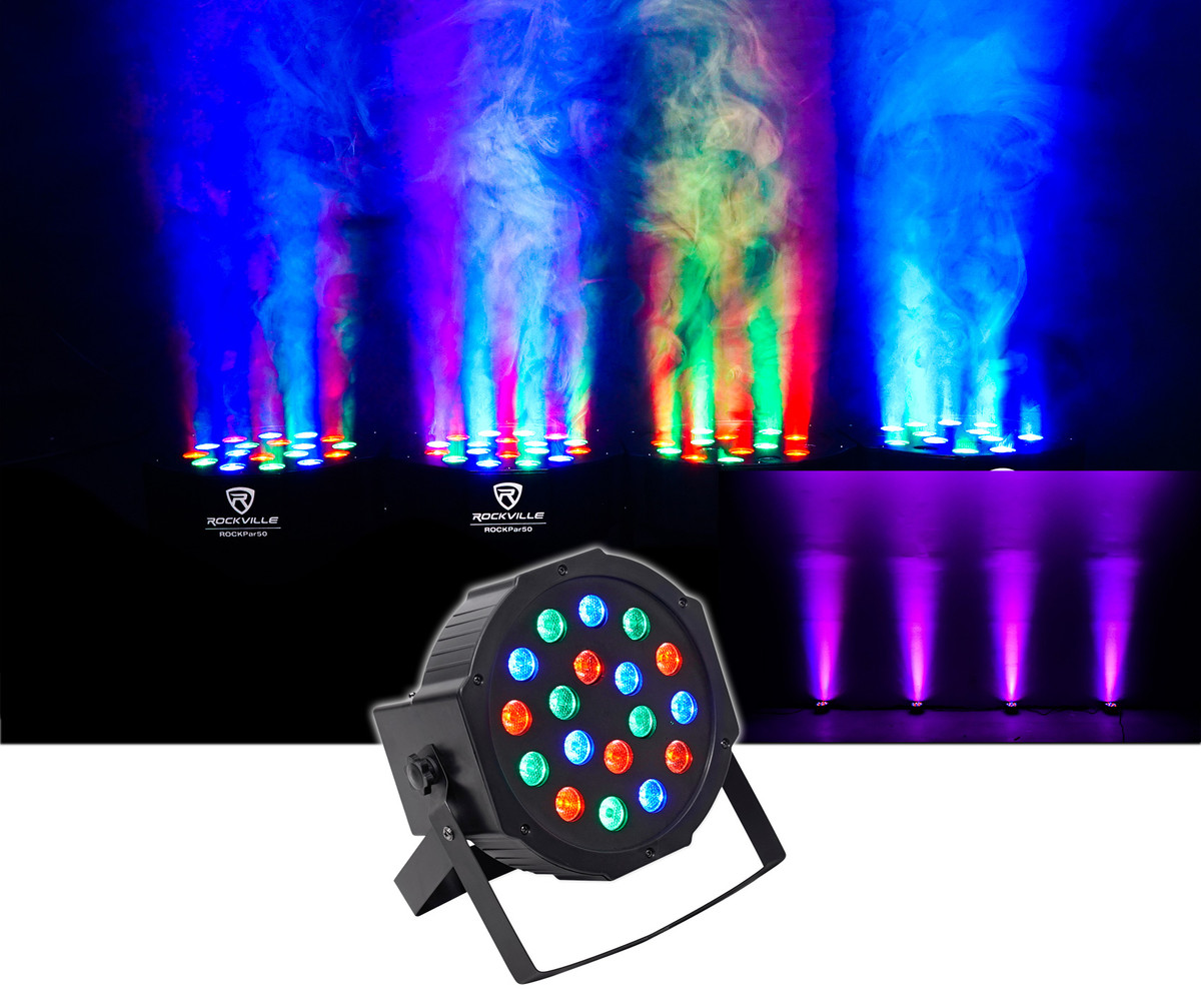 Rockville RockPAR50 LED RGB Compact Par Can DJ/Club DMX Wash Light+Dual  Bracket