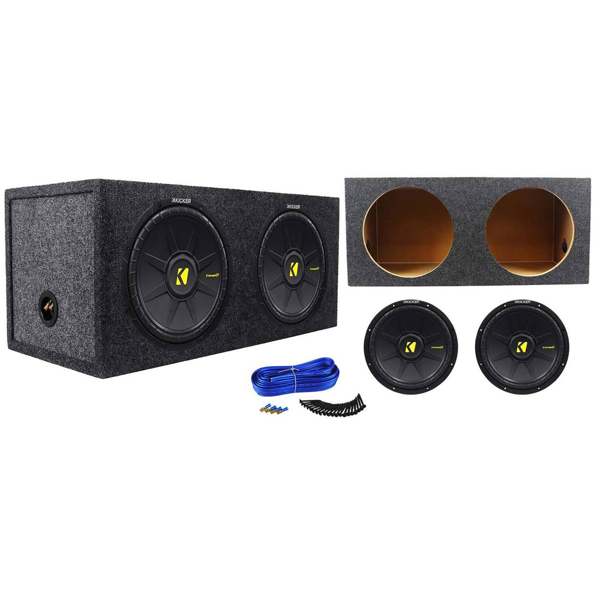 2) Kicker 40CWD124 CompD 12“ 1200W Car Audio Subwoofers+Sealed Sub