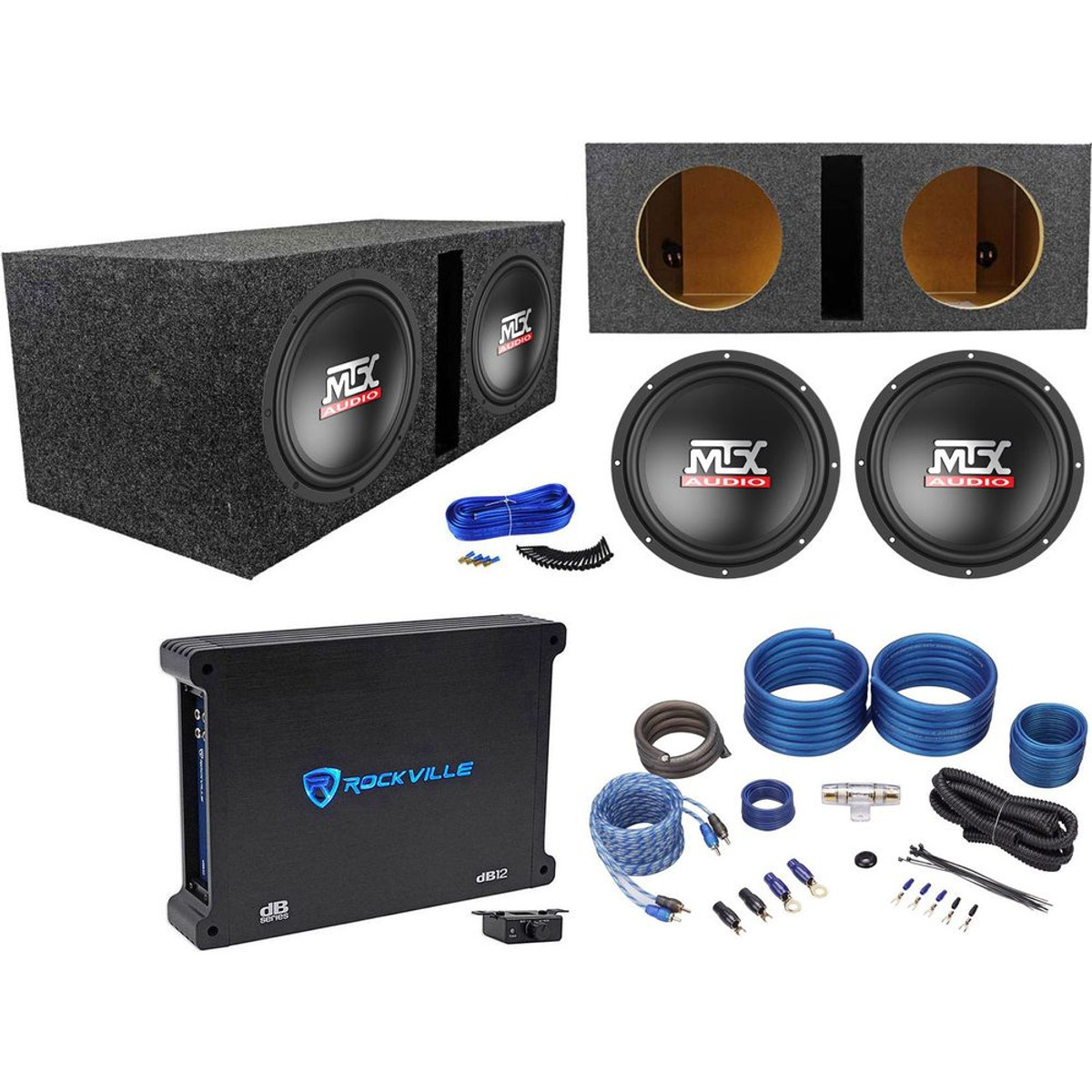 2) MTX Terminator TN10-04 10” 600w Subwoofers+Vented Box+Mono