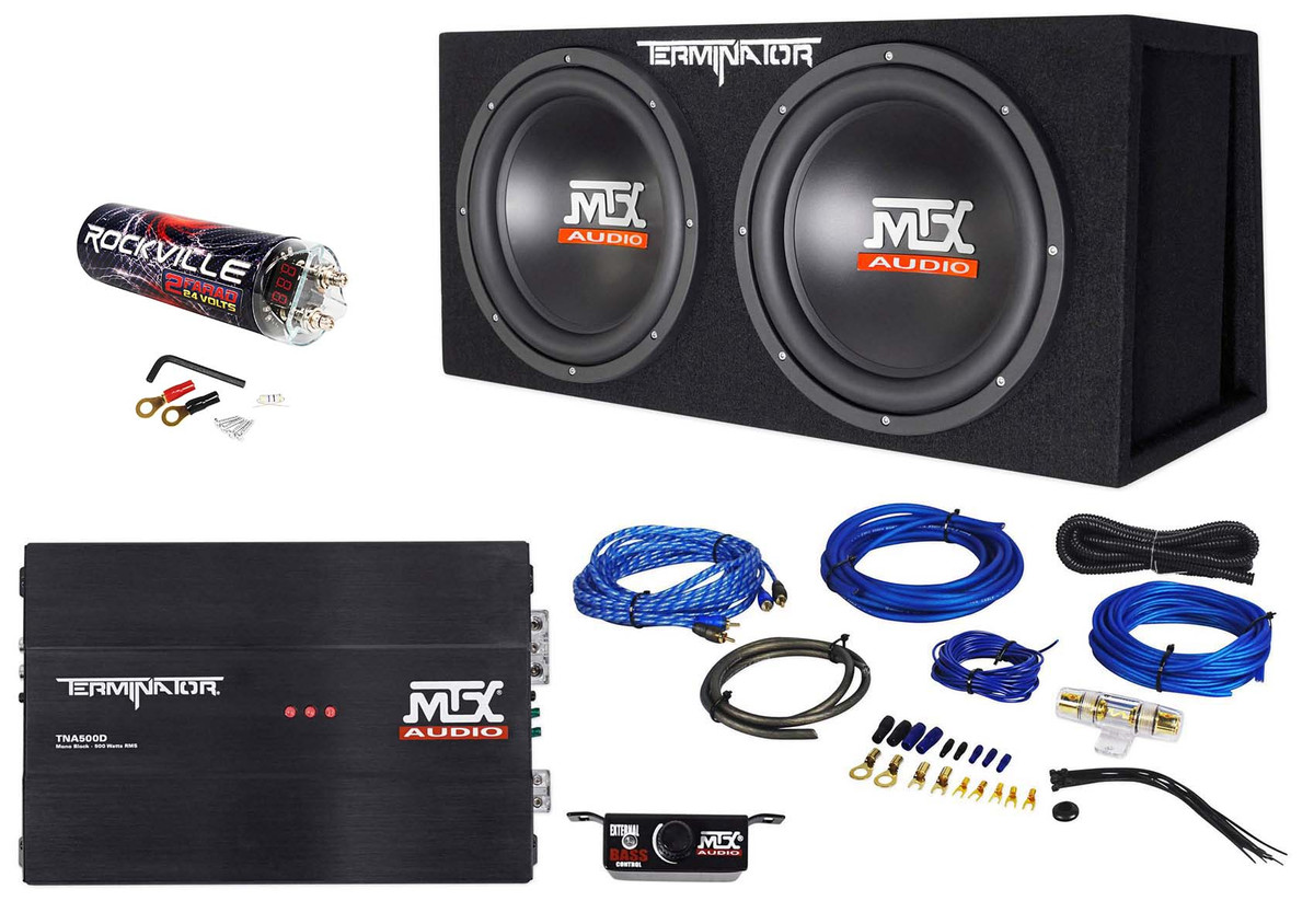 MTX Terminator TNP212DV Dual 12” Subwoofers+Enclosure+Amp+Kit+2