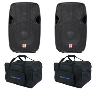 (2) Rockville SPGN104 10" 1600W DJ PA Speakers 4-Ohm+Weather proof Carry Bags