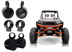 (2) Rockville MAC525B 5.25" 360 Degree Swivel Speaker Pods+Covers 4 RZR/ATV/UTV
