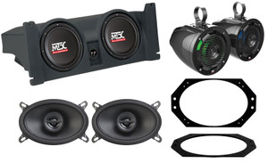 (2) 10" MTX Subs+Box+Front+Rollbar Speakers+Amp For 1997-2006 Jeep Wrangler TJ