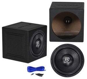 Rockville W12K6D4 V2 12" 2400w DVC 4-ohm Car Subwoofer+Sealed Sub Box Enclosure