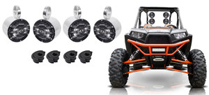 4 Kenwood 6.5" 600w Silver Wakeboard Tower Speakers for Polaris RZR/ATV/UTV/Cart