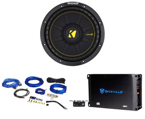 KICKER 44CWCD104 CompC 10" 500w DVC Car Subwoofer Sub+Mono Amplifier+Amp Kit