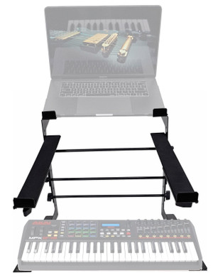 Rockville Dual Shelf Laptop+Controller Stand for Akai MPK249 Keyboard