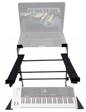 Rockville Dual Shelf Laptop+Controller Stand for Nektar Panorama P6 Keyboard