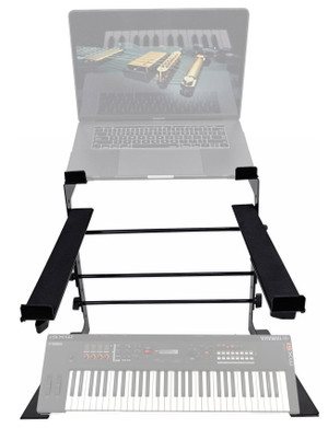 Rockville Dual Shelf Laptop+Controller Stand for Yamaha MX61 Synthesizer