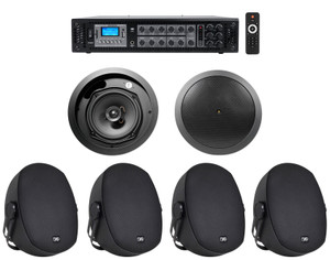 4) Peavey 8" Black Commercial Wall+JBL Ceiling Speakers+Amp Restaurant/Cafe/Bar