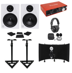 Focusrite Package : Interface+(2) Monitors+Recording Mic+Headphones+Stands