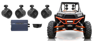 4 Rockville 6.5" Tower Speakers+Hifonics 4-Ch Amp+Bluetooth Control RZR/ATV/UTV