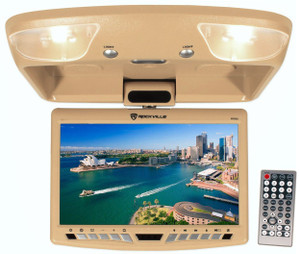 Rockville RFD92 Beige/Tan 9" Car Flip Down Monitor w/ DVD/USB/SD Player+Speakers