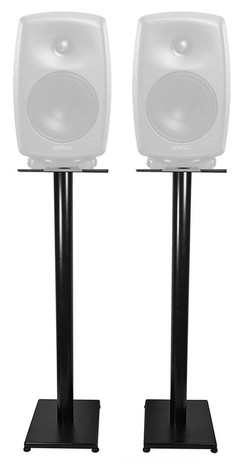 Pair Rockville 37‚Äù Black Steel Speaker Stands For Genelec 8020D Monitors