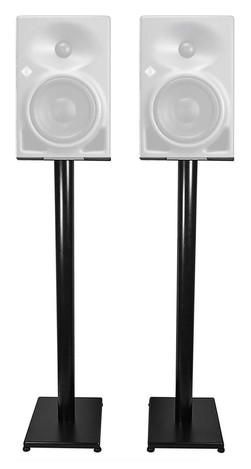 Pair Rockville 37‚Äù Black Steel Speaker Stands For Neumann KH 120 Monitors