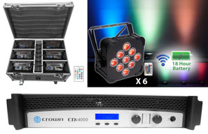 Crown CDi4000 2-Channel, 1200 Watt Power Amplifier Amp+6 Wireless DMX Par Lights