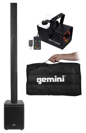 Gemini WRX-843 Column Line Array Portable PA DJ Speaker+Sub+DSP+Carry Bag+Fogger
