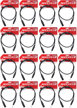 16 Rockville RCXMB3-B Black 3' Male REAN XLR to 1/4'' TRS Balanced Cables