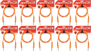 10 Rockville RCTR106O Orange 6' 1/4'' TRS to 1/4'' TRS  Cable 100% Copper