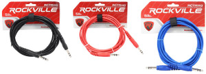 3 Rockville 10' 1/4'' TRS to 1/4'' TRS  Cable 100% Copper (3 Colors)