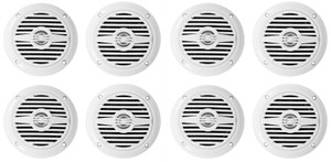 (8) Rockville MS40W White 4" 200 Watt Marine Boat Speakers Compact and Powerful