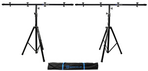 (2) Rockville Tripod Black Heavy Duty Pole-Mount Stands + Lighting Cross Bar