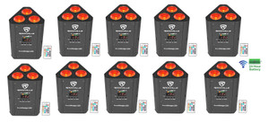 (10) Rockville RockWedge LED RGBWA+UV Rechargeable Wireless DMX DJ Par Up-Lights