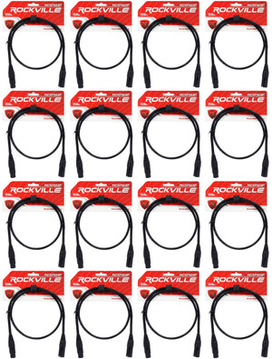 16 Rockville RCXFM3P-B Black 3' Female to Male REAN XLR Mic Cable 100% Copper