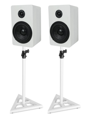 Pair Rockville RockShelf 58W White 5.25" Home Bookshelf Speakers+White Stands