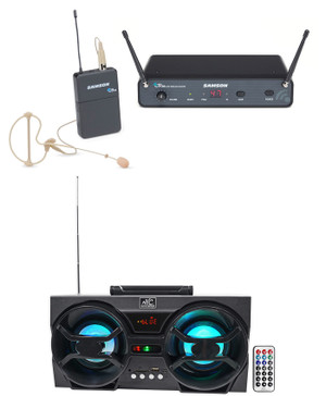 SAMSON Concert 88x 100-Channel Wireless UHF Earset Microphone+Free Party Speaker