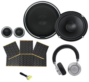 Kenwood KFC-P710PS 6.5" 560w Car Component Speakers+ROCKMAT+Bluetooth Headphones